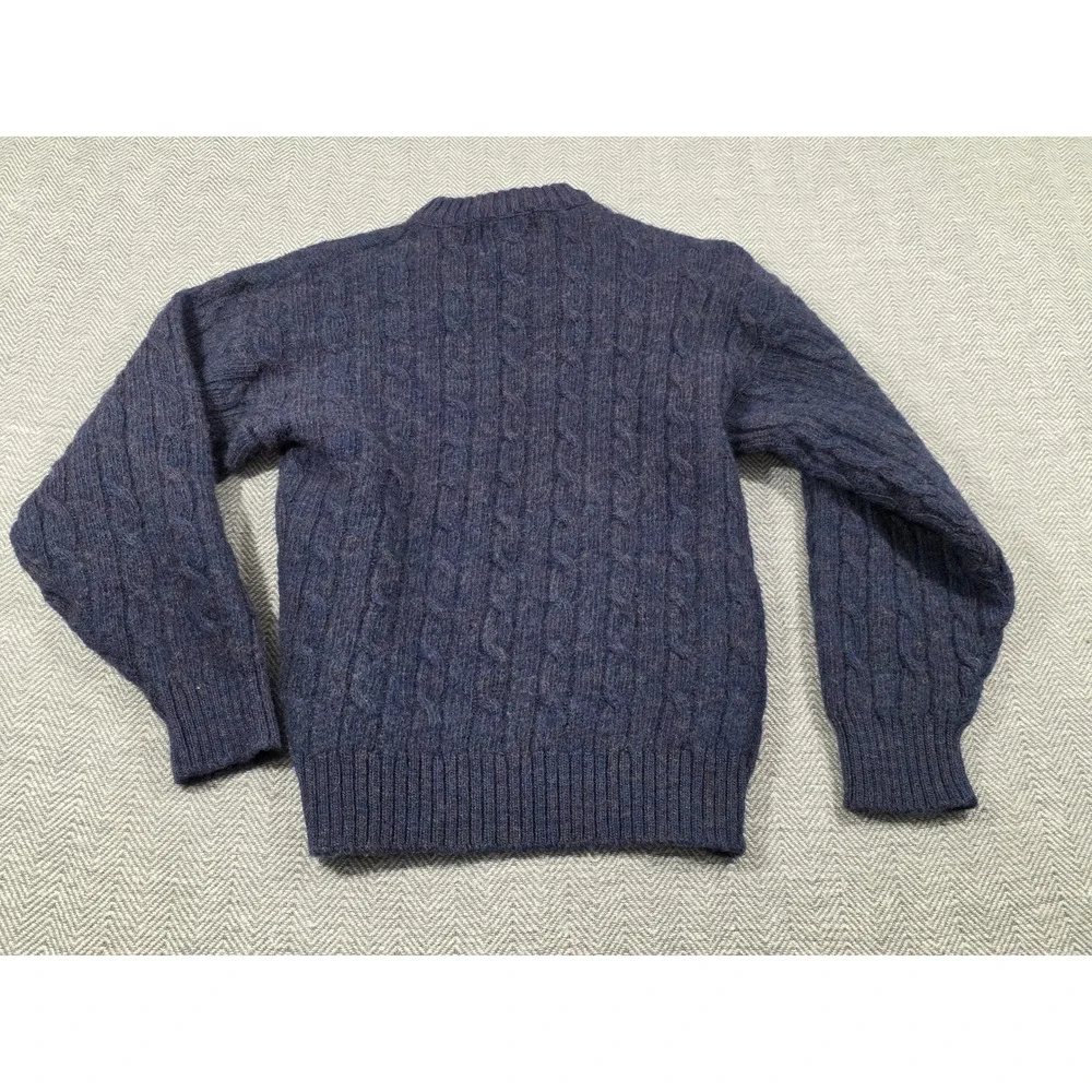 Alps Merrimac Valley Mens Navy Blue Cable Knit Wool Sweater Red Deer Head Size M